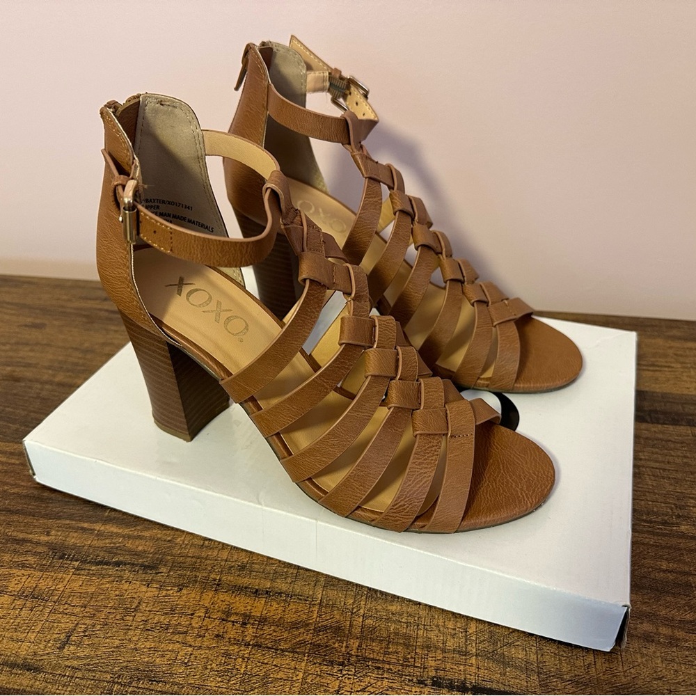 XOXO Brown Strappy Heels